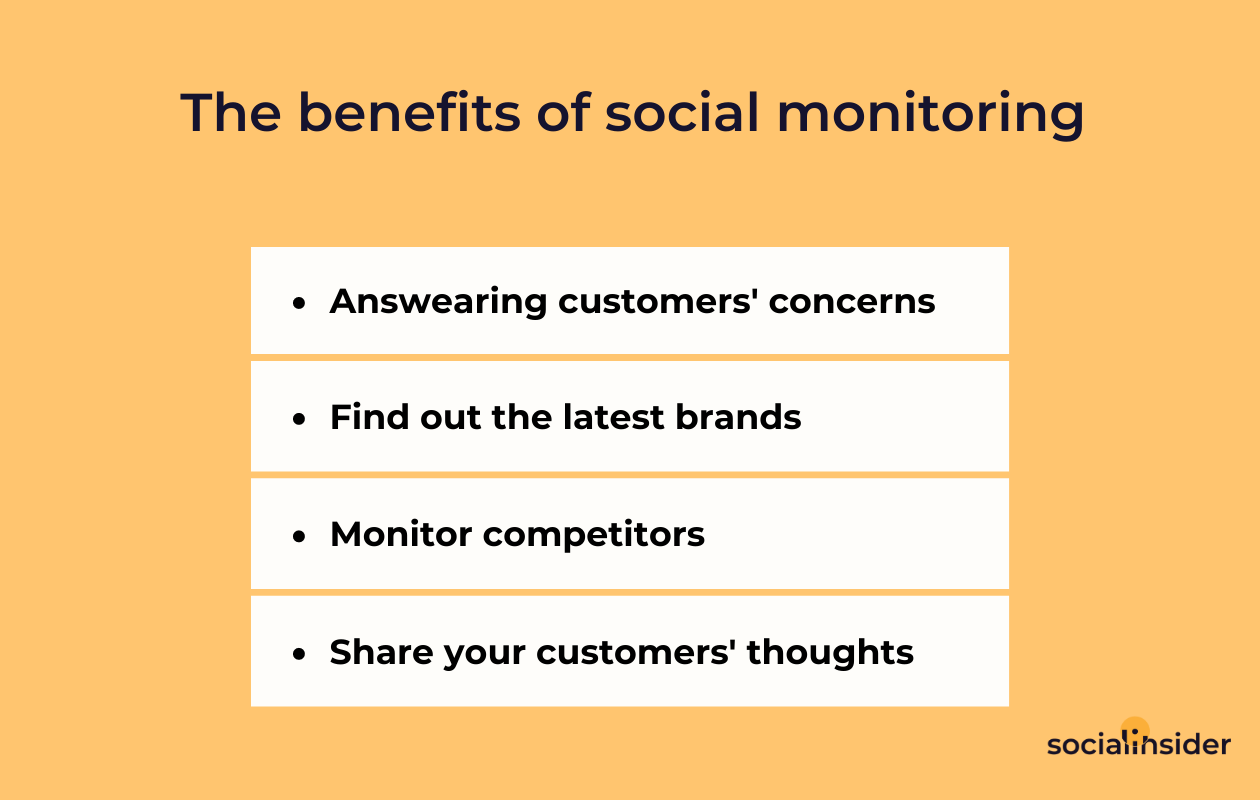 This picture shows the benefits of social monitoring
