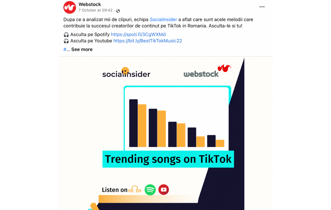 A screenshot of socialinsider's shared post about tiktok and reels