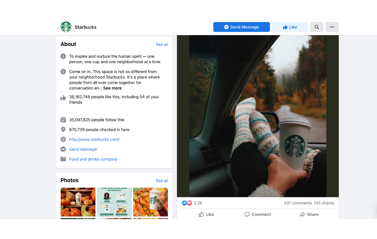 this is a screenshot of a Starbucks post on Facebook