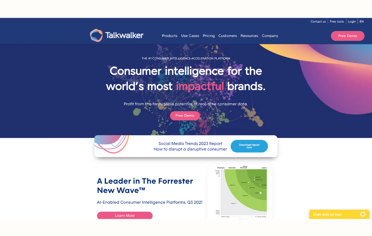 A screenshot with main page of talkwalker as an influencer marketing tool