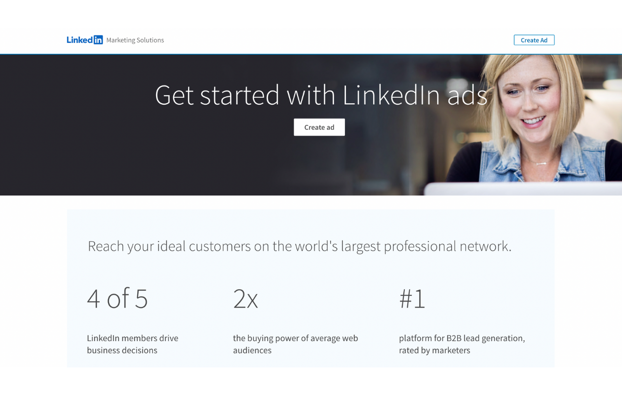 a screenshot from linkedin marketing solution with how to start with linkedin ads
