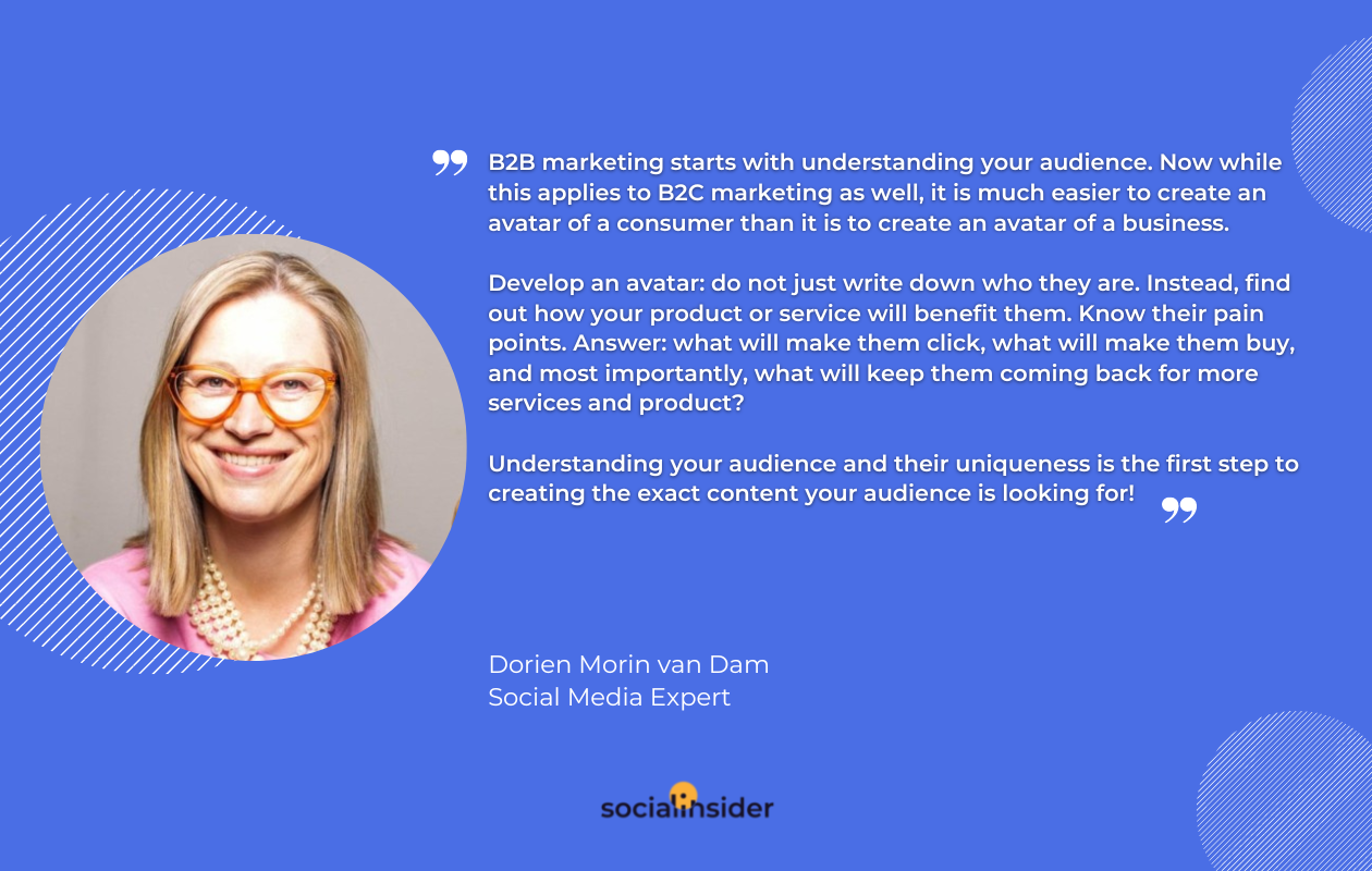 A quote from dorien about b2b vs b2c marketing