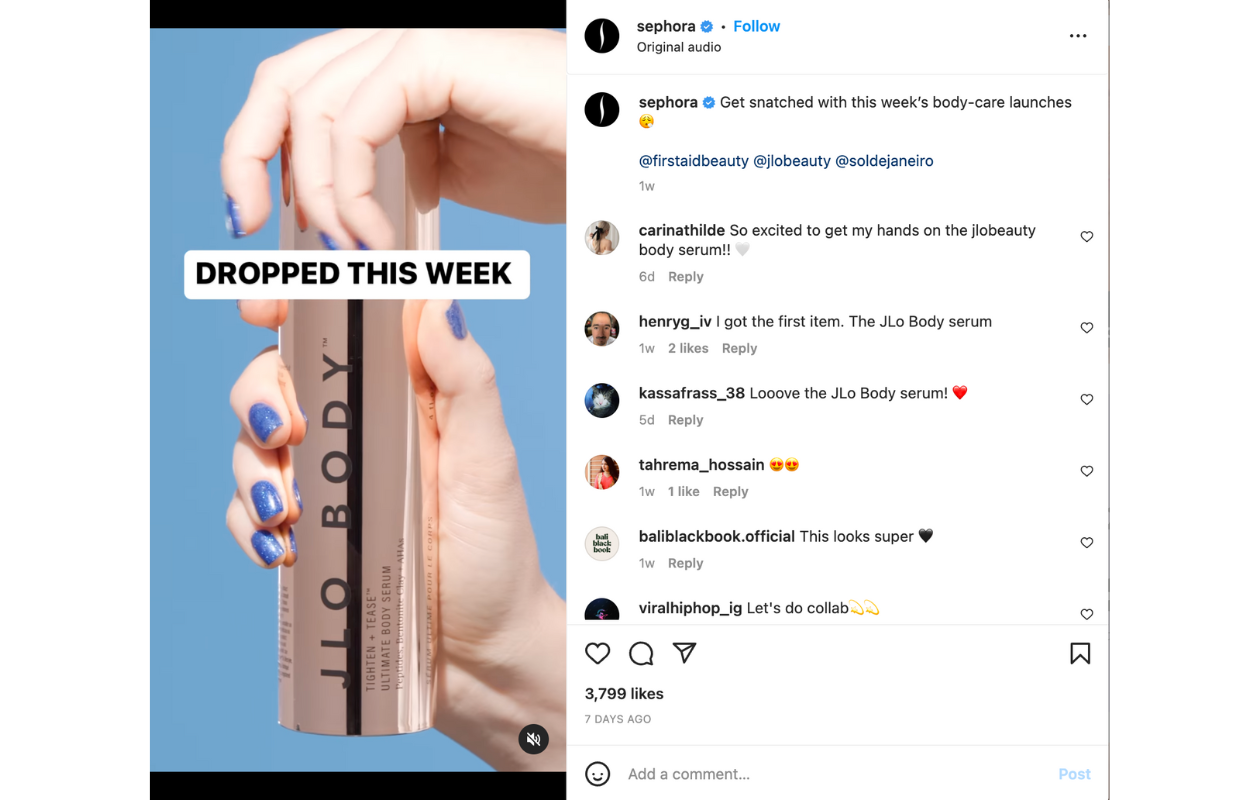 A screenshot of a video about a launching event at Sephora