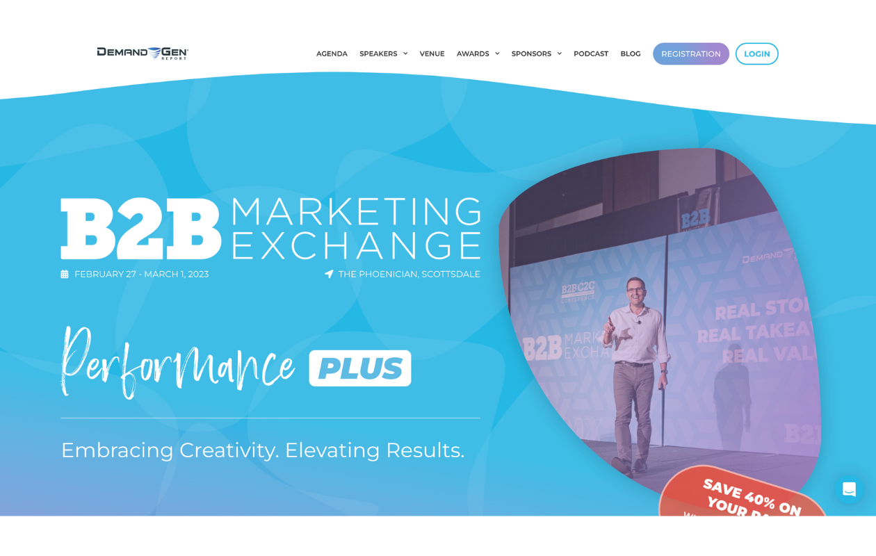A screenshot of the b2b marketing exchange main page