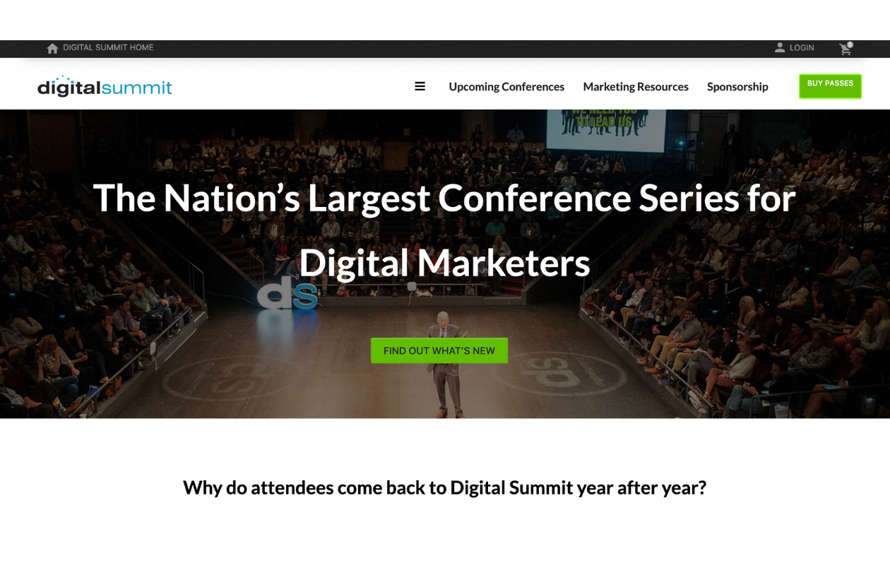 A screenshot of the main page for the digital summit conference