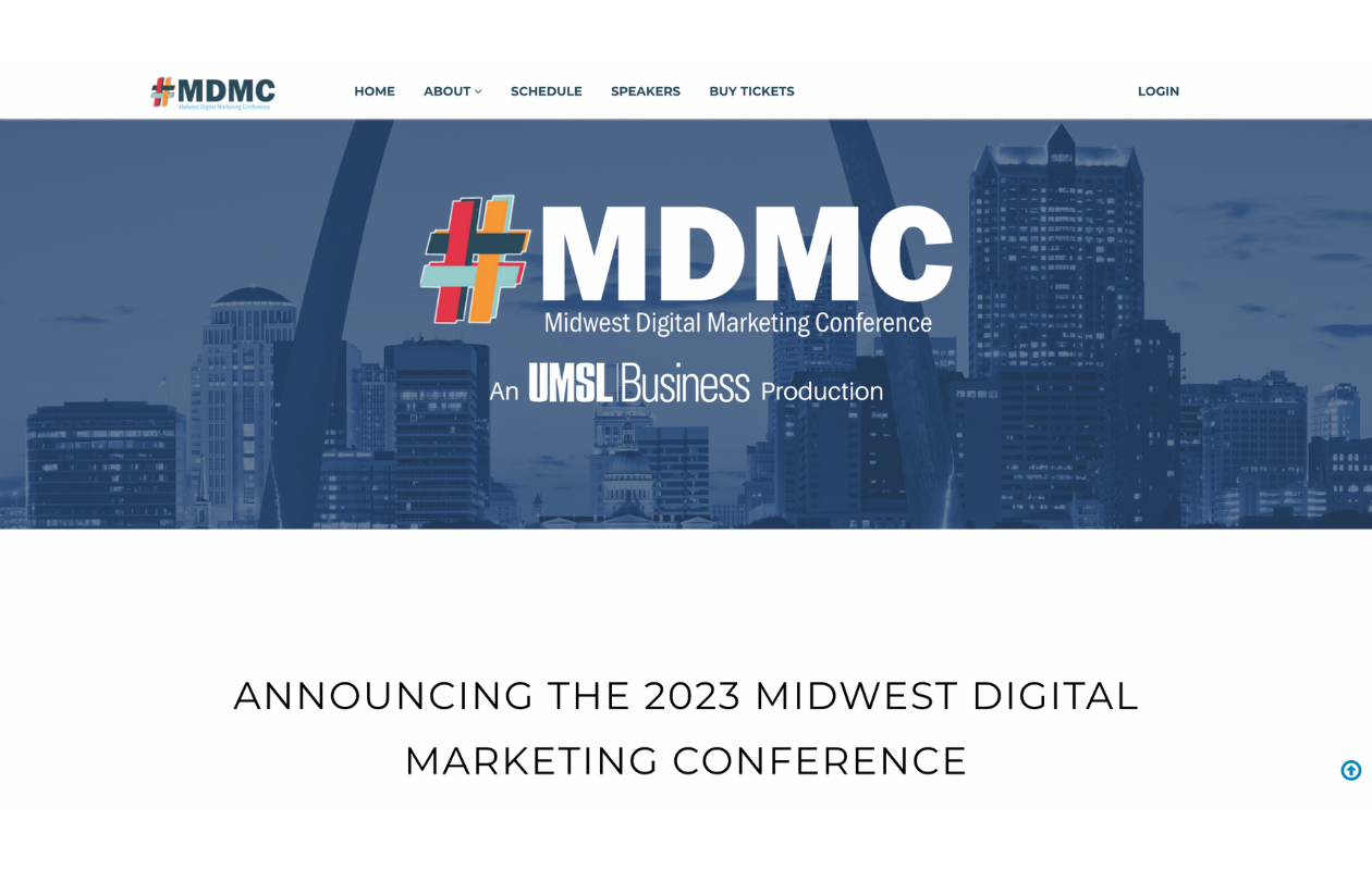 A screenshot of the midwest digital marketing conference's main page