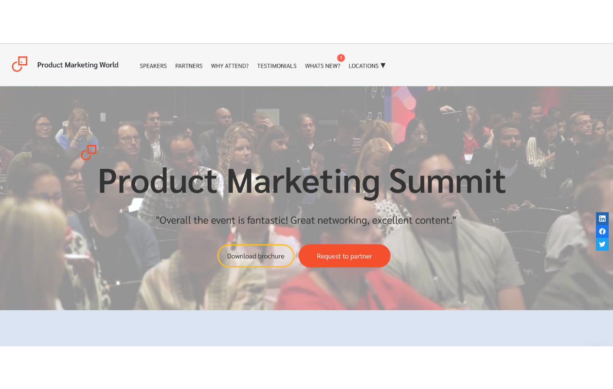 A screenshot of the product marketing summit main page