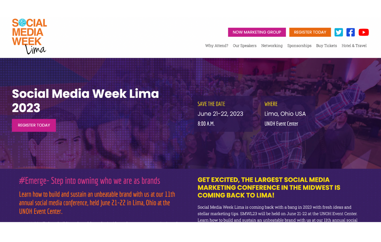 A screenshot of the main page of social media week lima