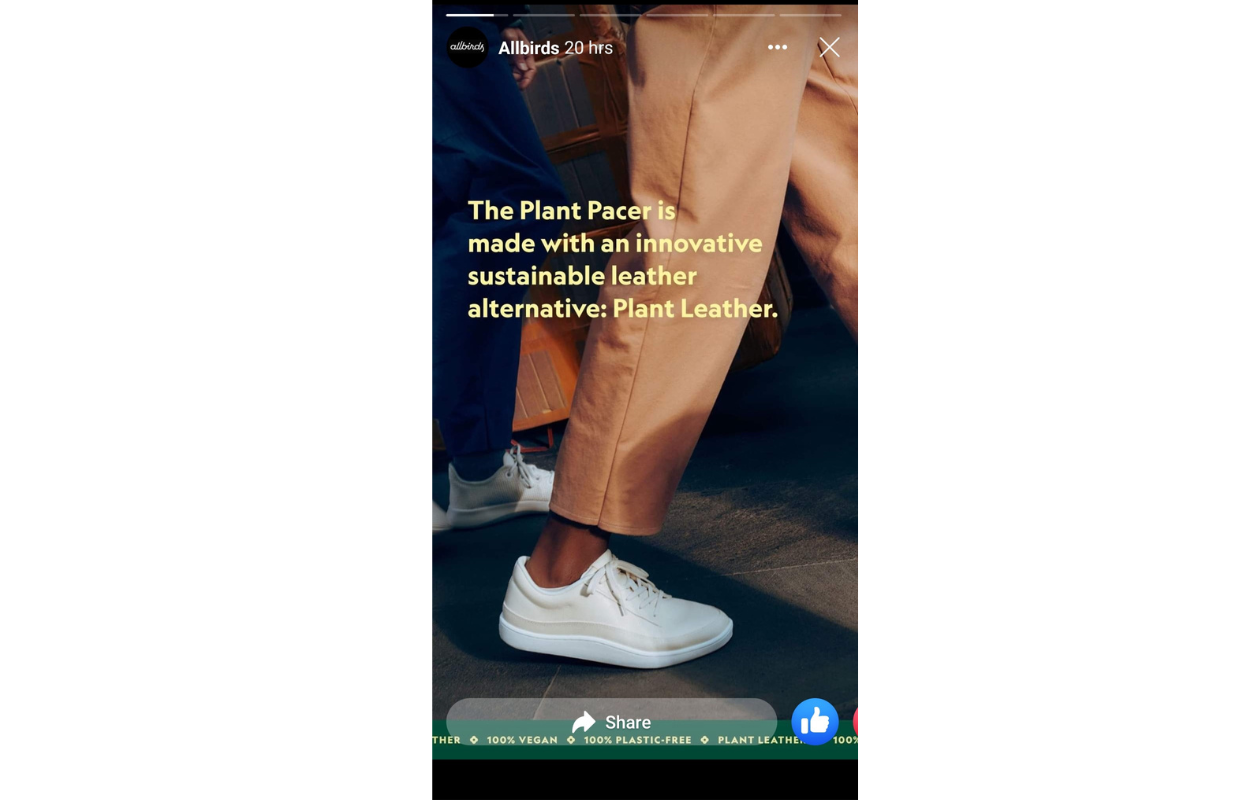 A screenshot of a Facebook stories ad for Allbirds