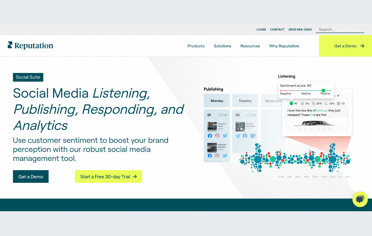 A screenshot from the main page of reputation as a social media agency tool