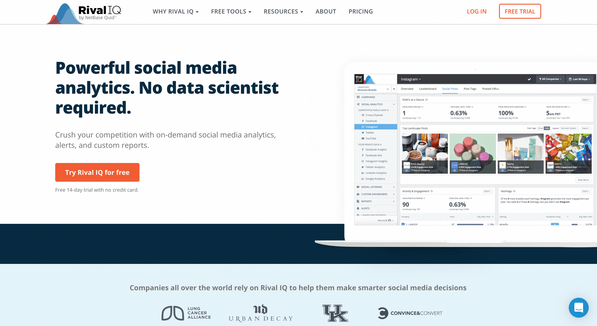 A screenshot from the main page of rivaliq