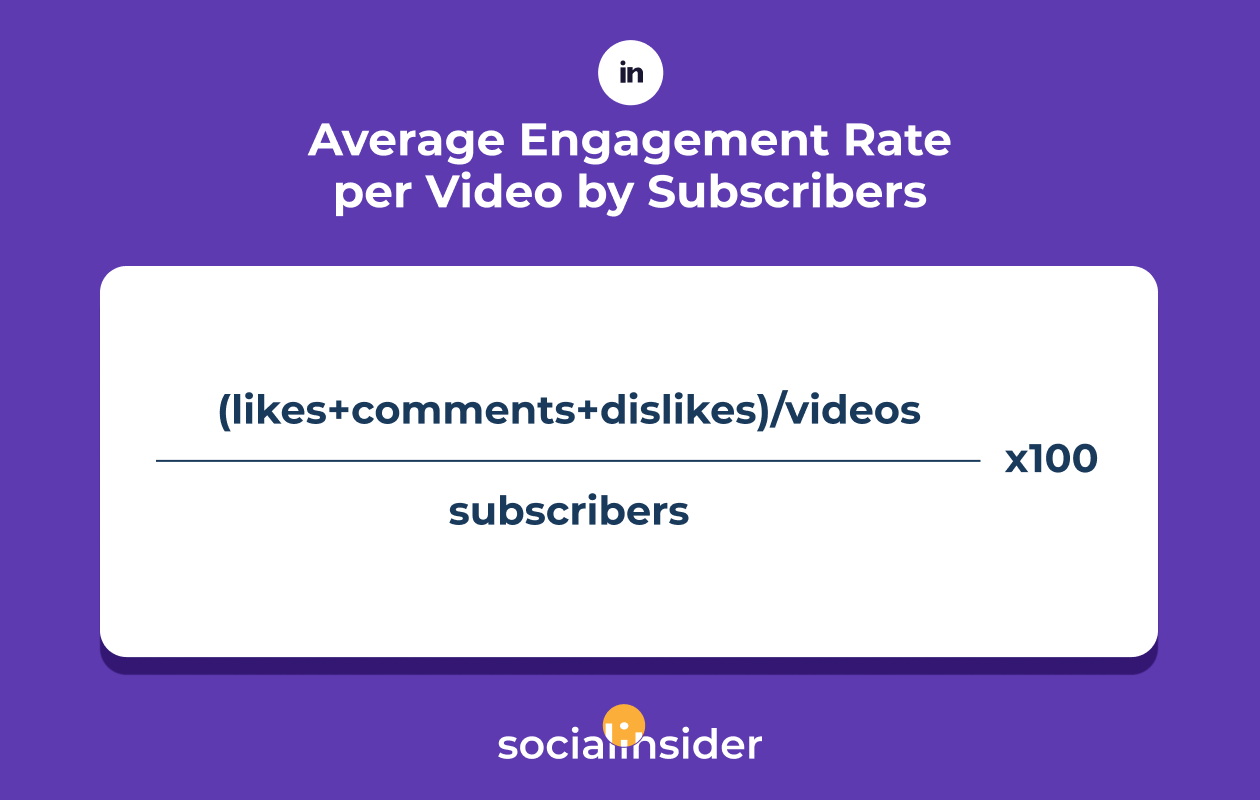 average engagement rate per video by subscribers youtube formula