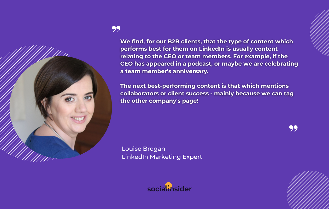 This is a quote that presents some tips for creating engaging content on LinkedIn from a LinkedIn marketing expert.