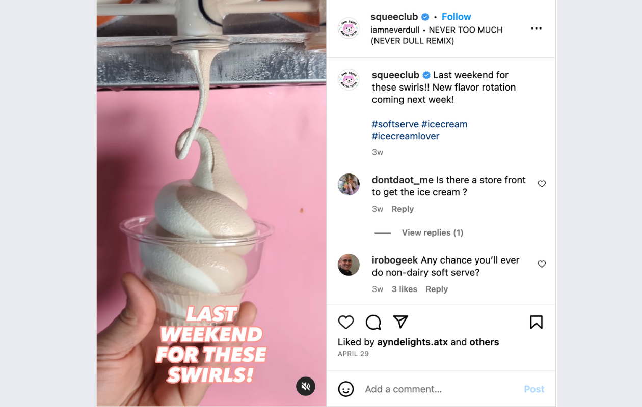 a screenshot from instagram with an instagram reel trend for the trend never too much
