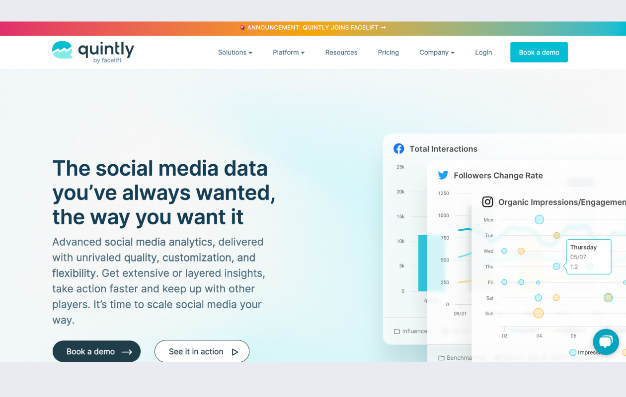 screenshot from quintly main page for twitter analytics tools article