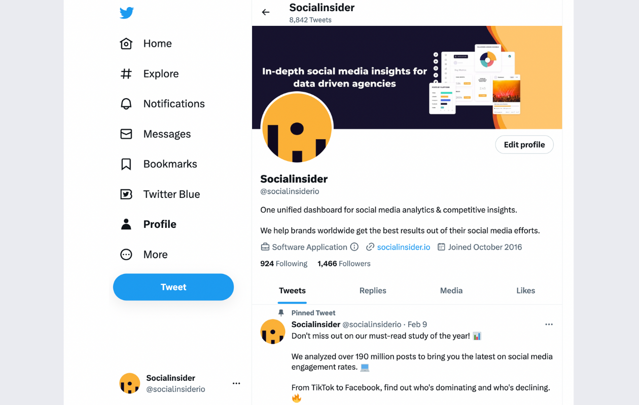 A screenshot from teh twitter profile of socialinsider