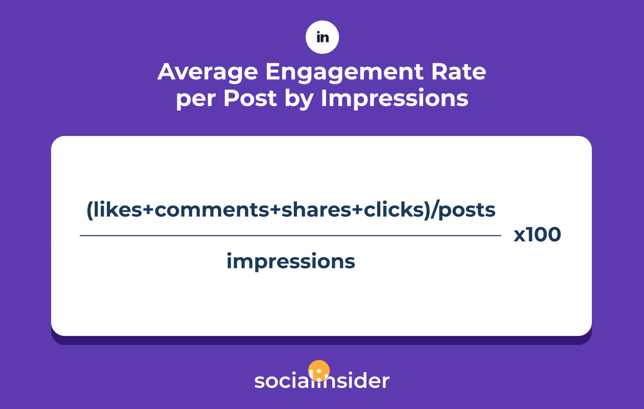 infographic with the formula for average eng rate per post by followers for linkedin