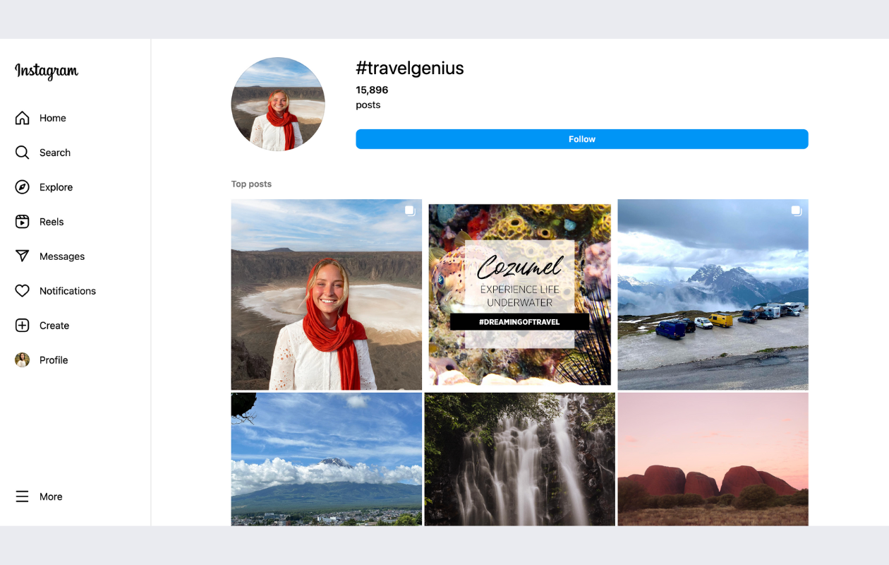 a screenshot form instagram with the posts under #travelgenius