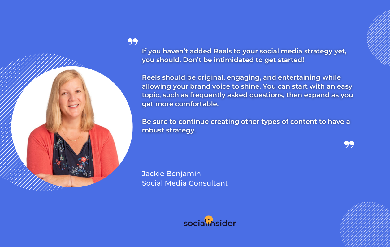 This is a quote from Jackie Benjamin -  a social media consultat - about best practices for social media marketing in 2023.