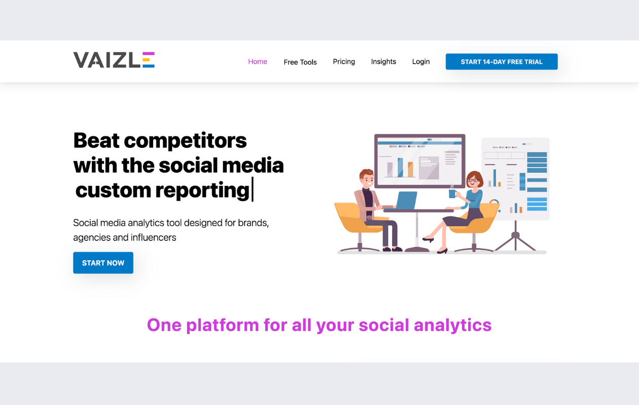 a screenshot with the main page of the linkedin analytics tool vaizle