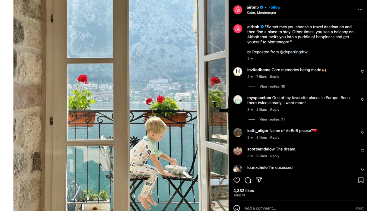 airbnb instagram listening example