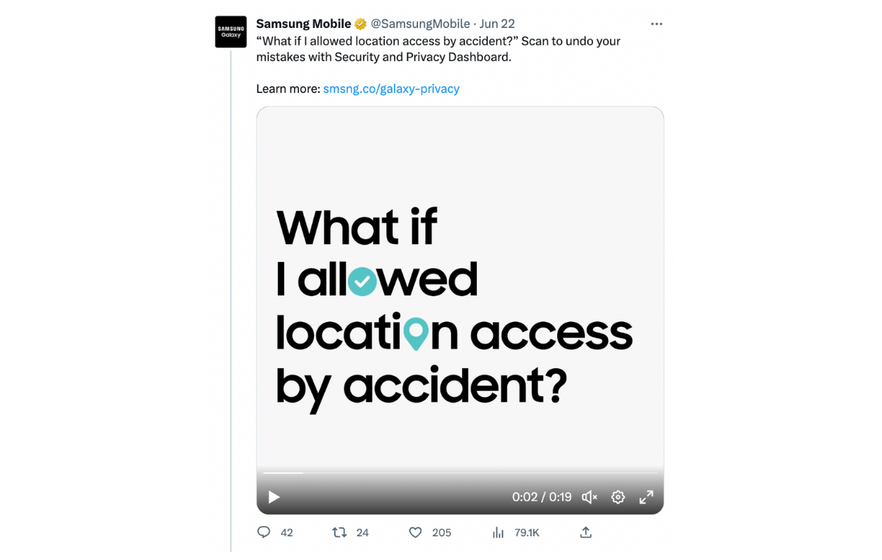 This is an example of one of Samsung's tweets.