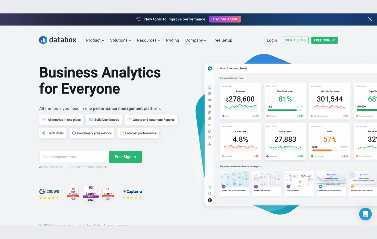screenshot from databox website