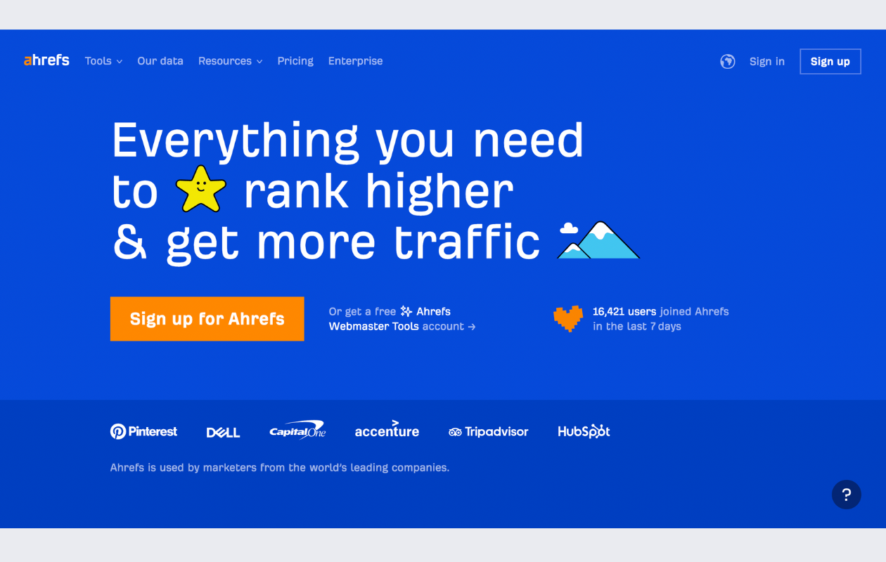 screenshot from ahrefs main page
