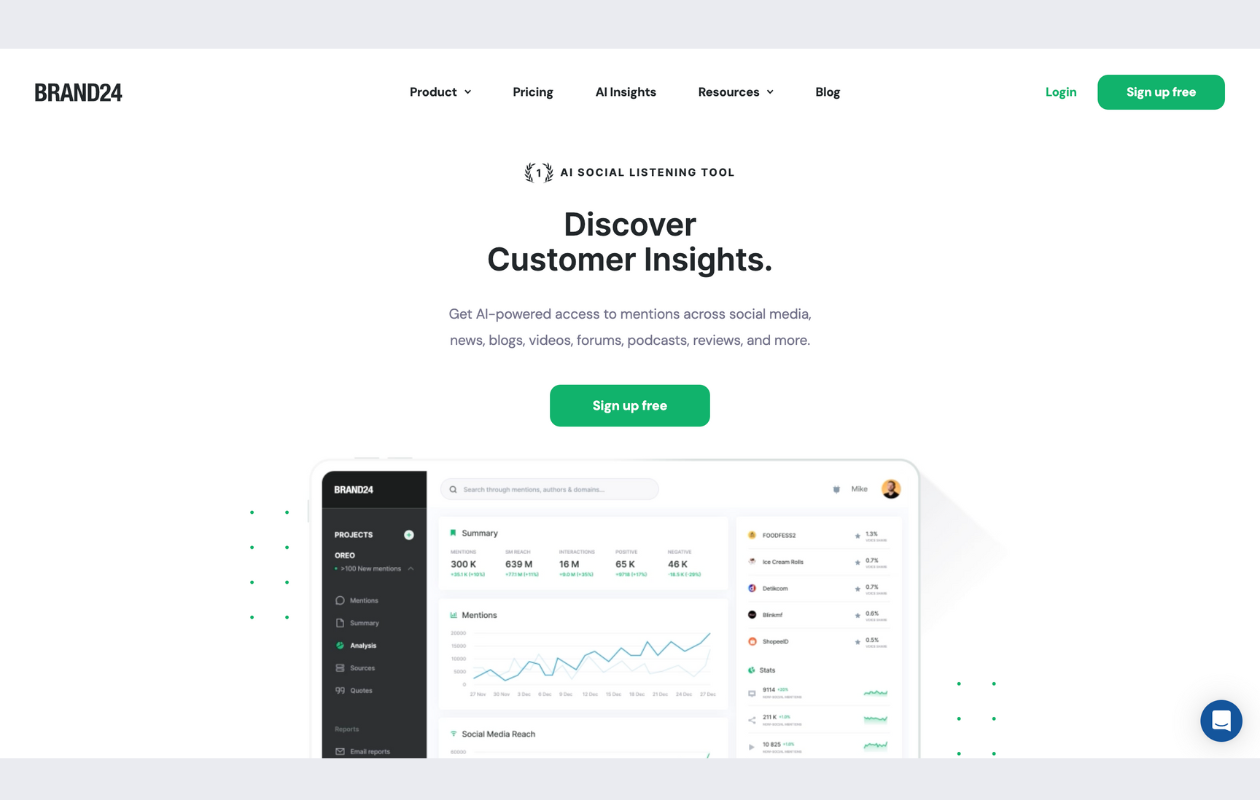 screenshot from brand24 main page