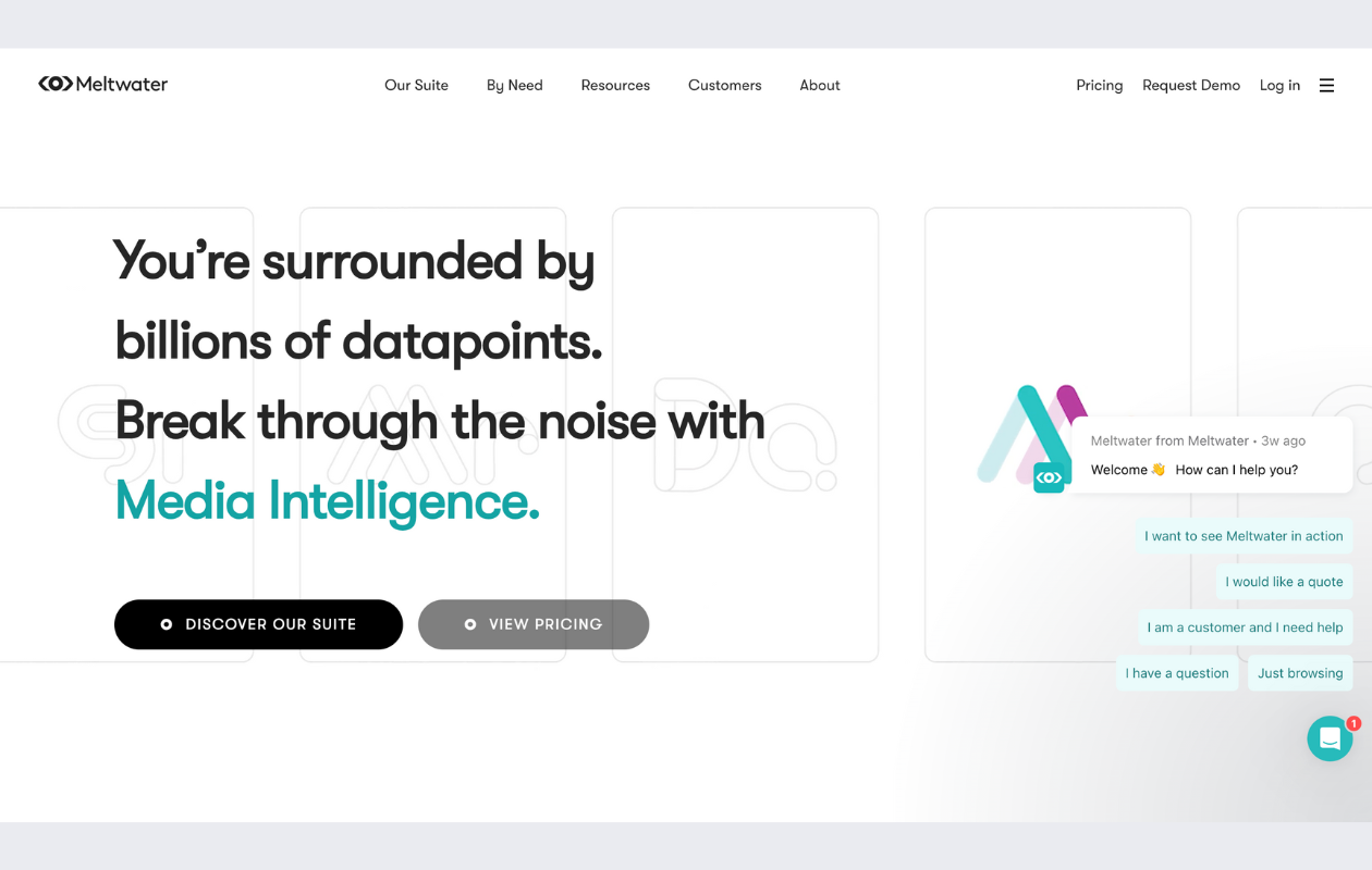 screenshot from meltwater main page