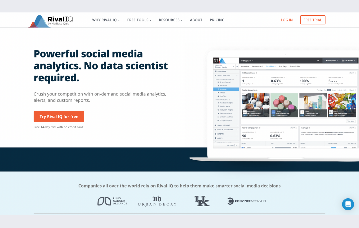 screenshot from rivaliq's main page