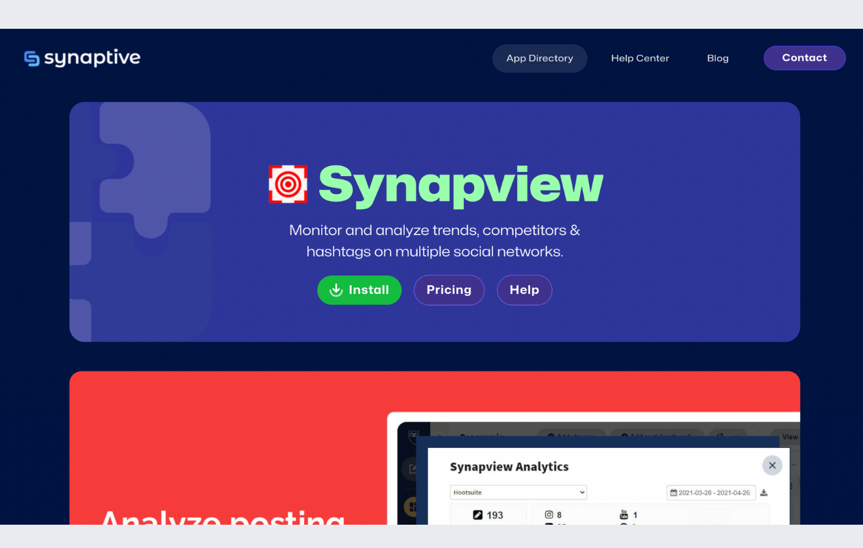 screenshot from synapview main page