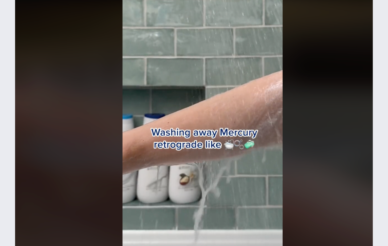 screenshot from dove's tiktok video about washing products and someone washing their body
