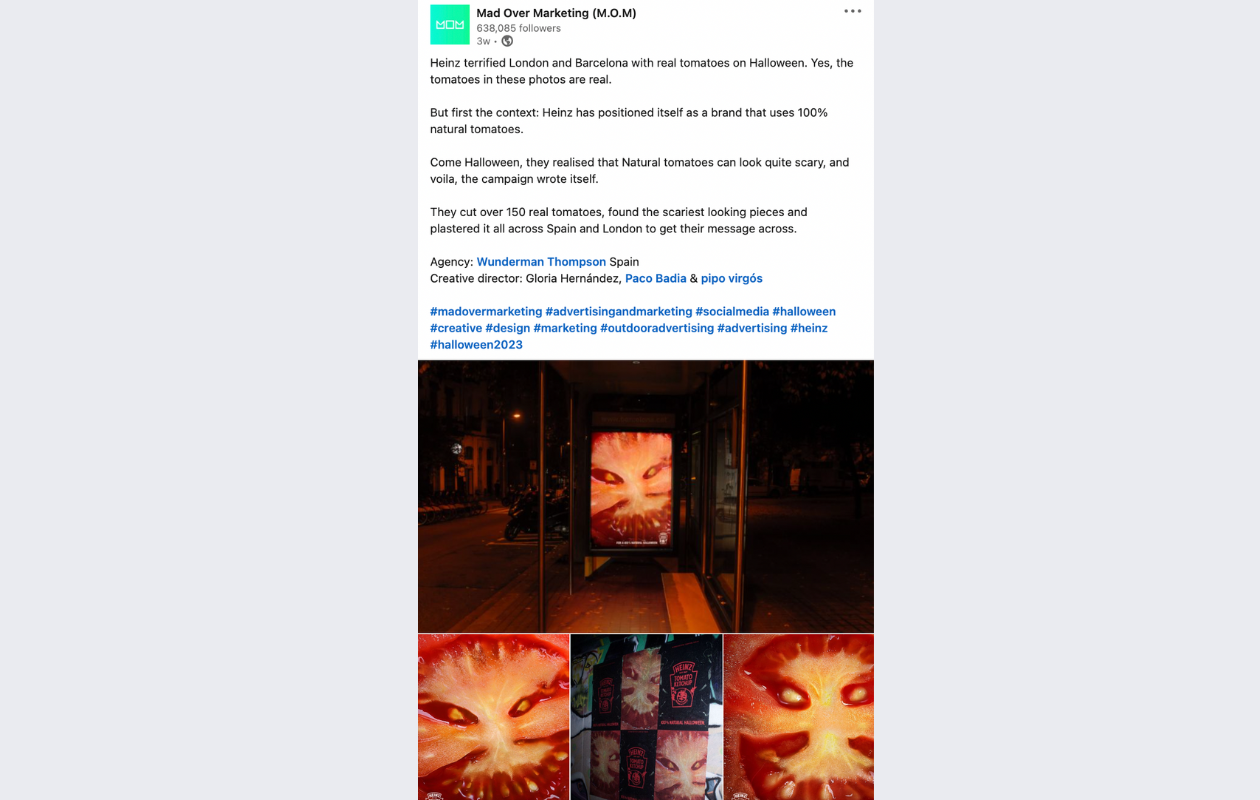 screenshot from mad over marketing's linkedin post about black friday for heinz