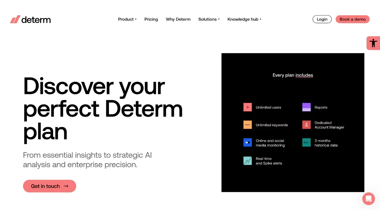 determ ai homepage competitive analysis tool