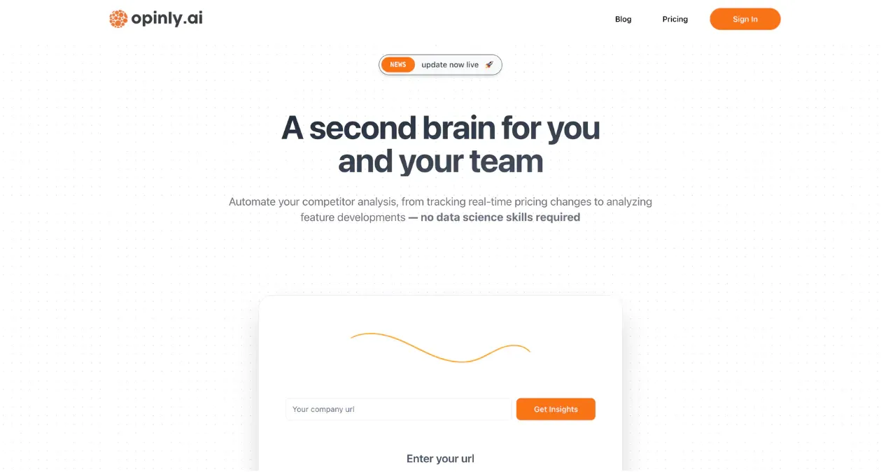opinly homepage ai competitive analysis tool