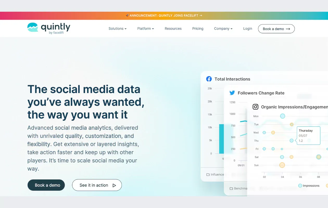 quintly homepage competitive analysis tool