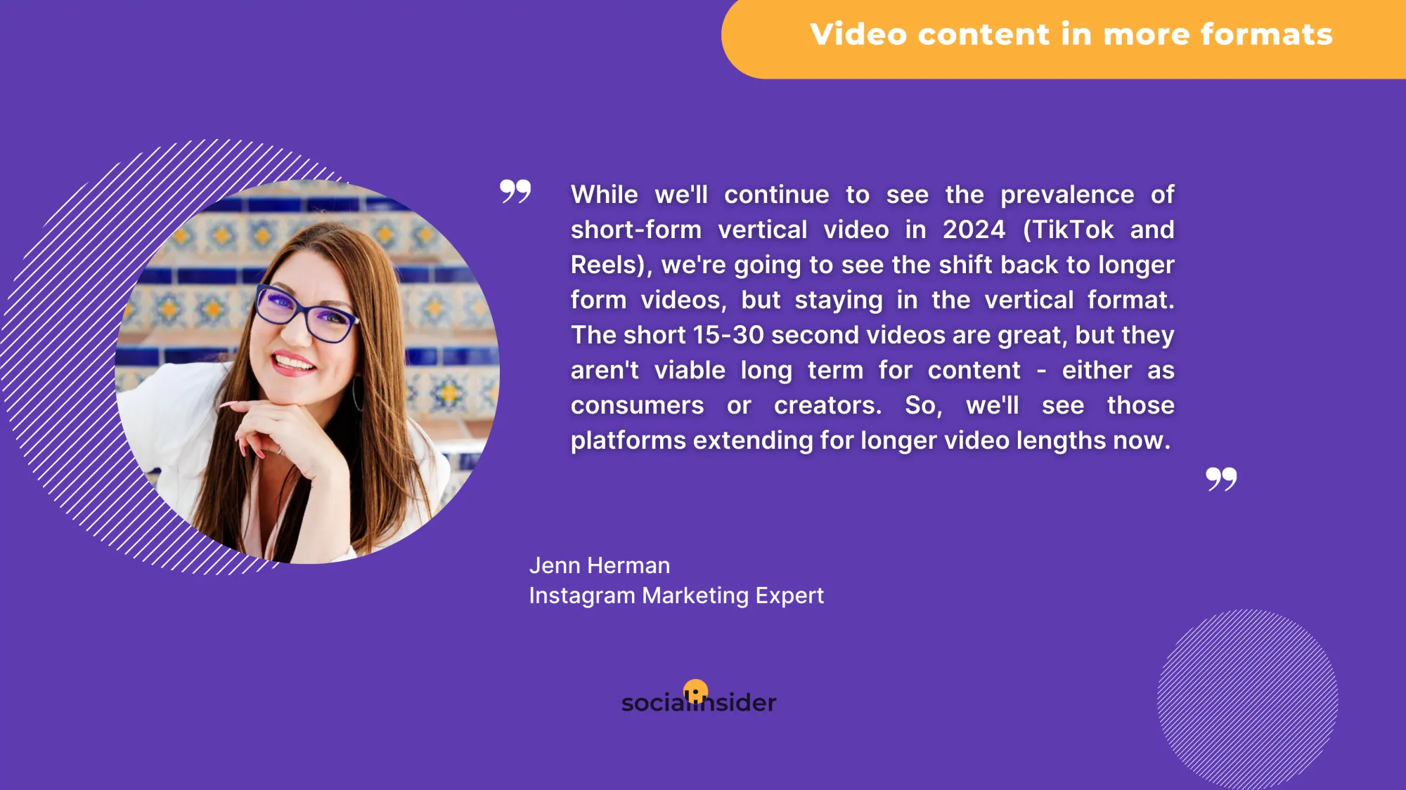 this is a quote from Jenn Herman related to social media trends and short form content