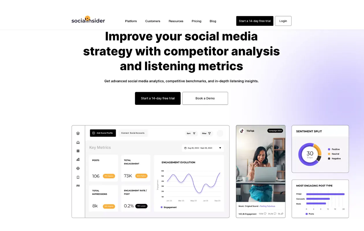 socialinsider homepage competitive analysis tool