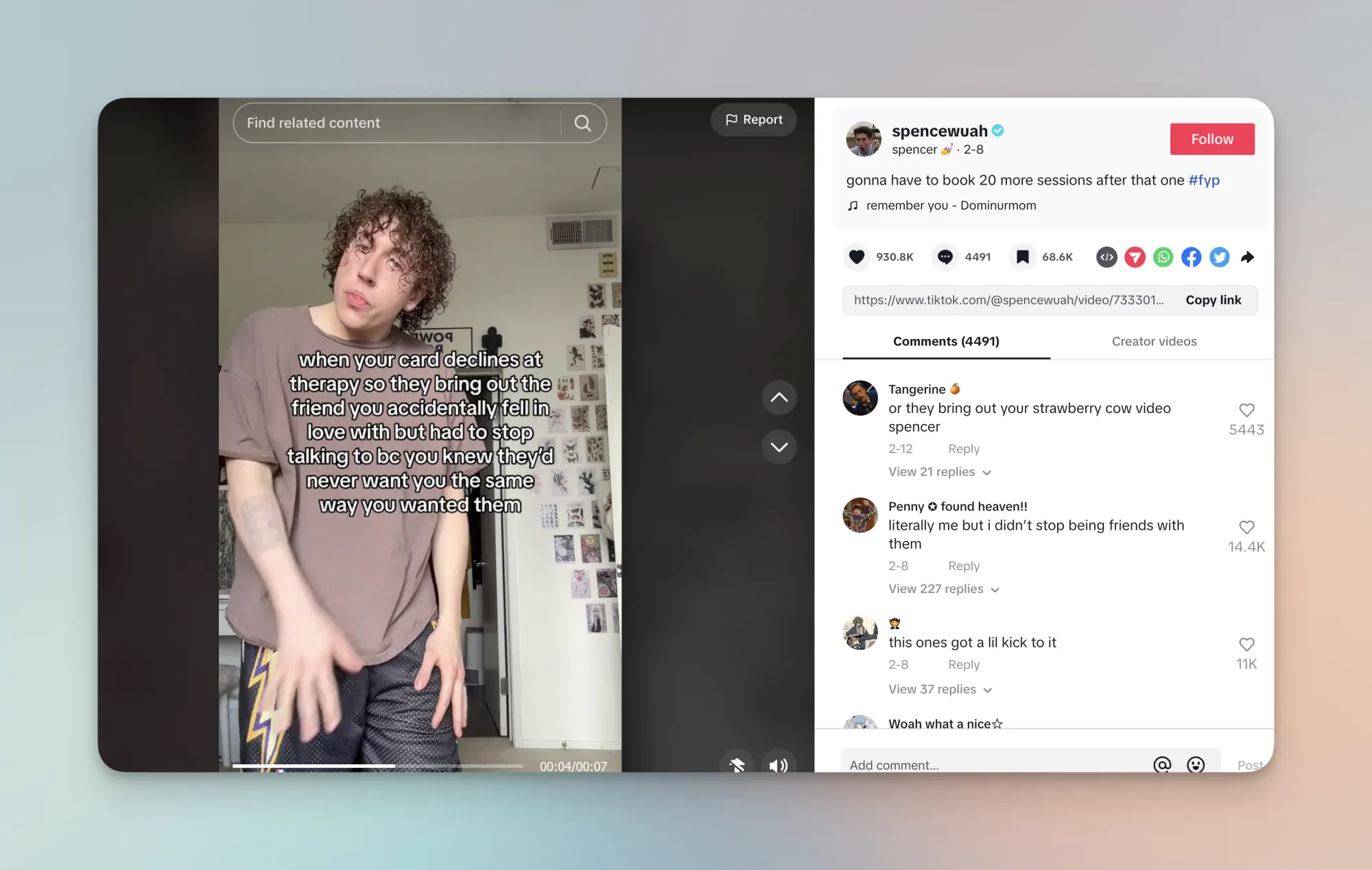 TikTok trend card declines at therapy