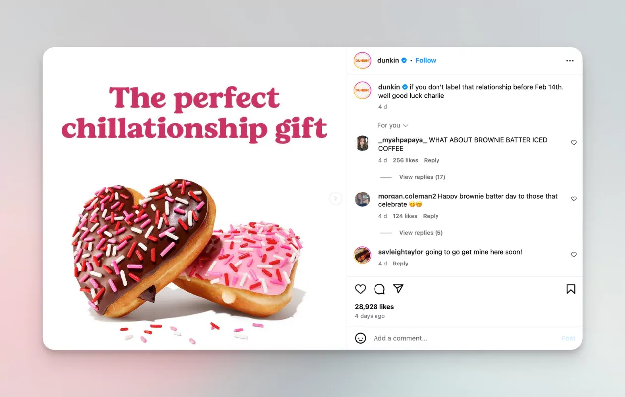 dunkin donuts valentine's day marketing post