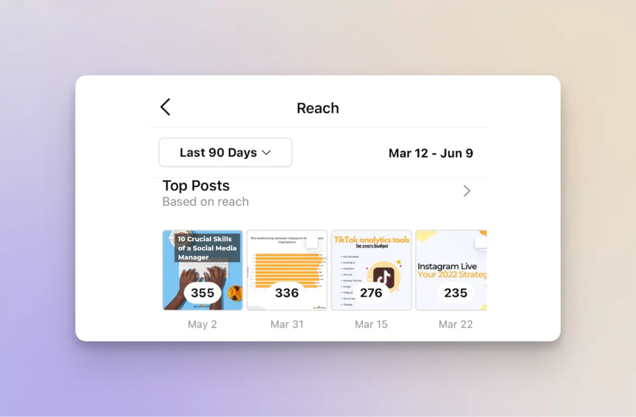 instagram top posts by reach native analytics