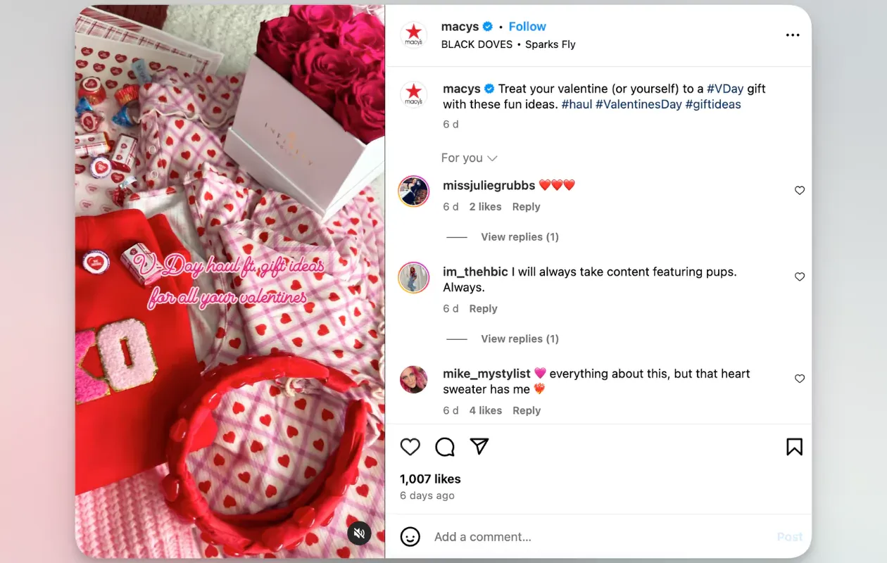 macy's valentine's day marketing post