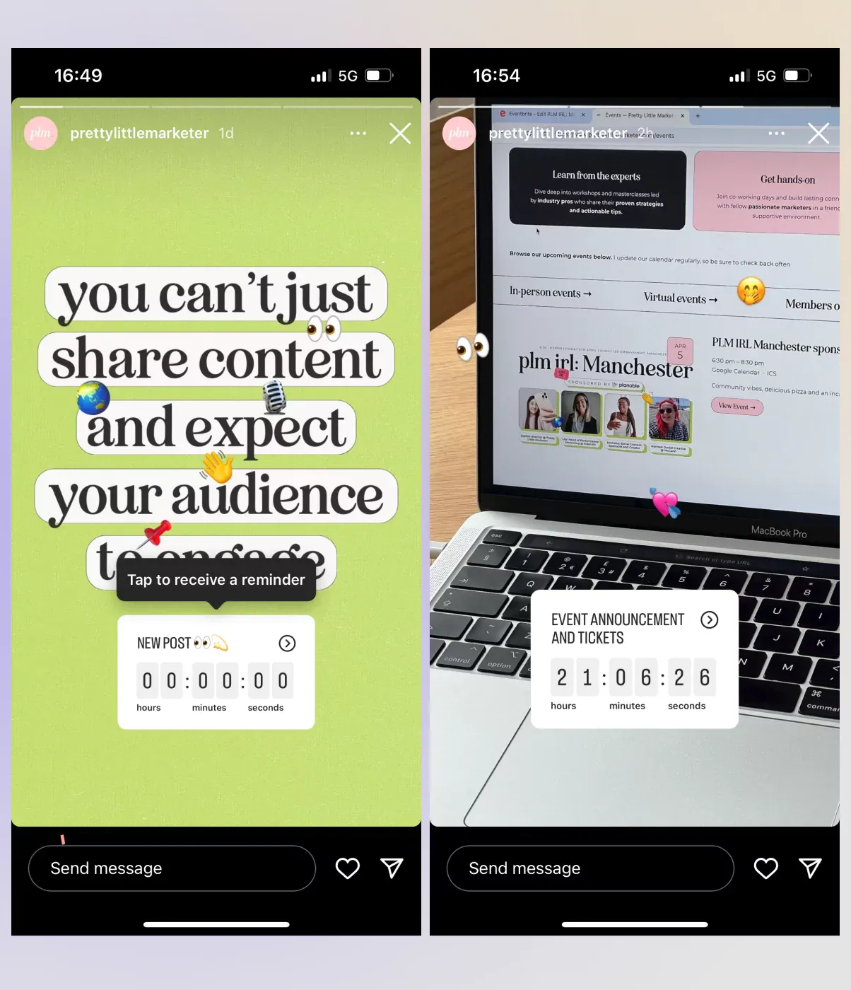 How PrettyLittleMarketing uses Instagram stories stickers