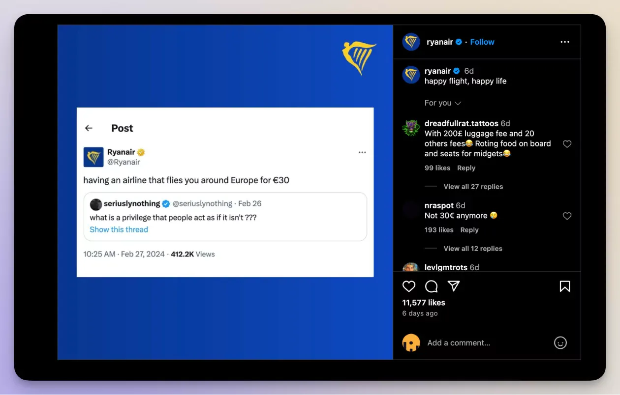 Ryanair starting conversations with users on social media