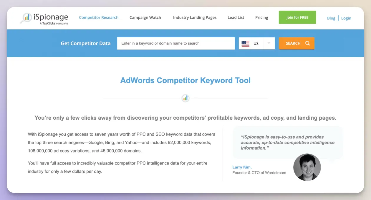 competitive analysis tool for ppc - ispionage