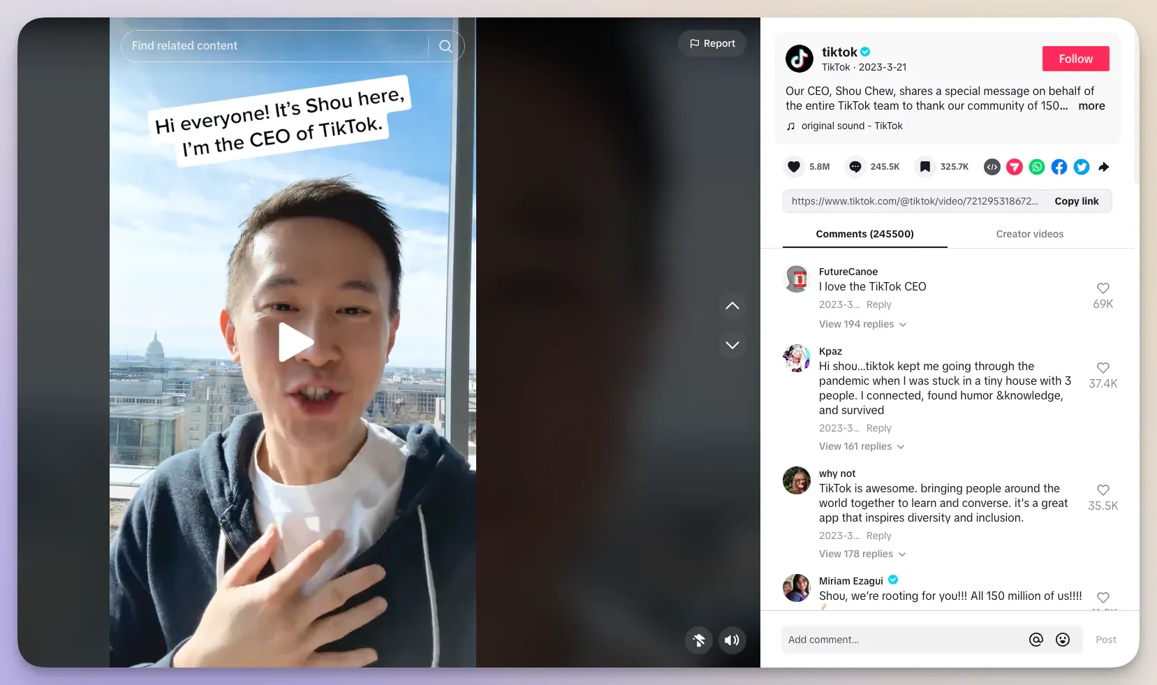 Here's how TikTok's CEO shares special messages about the challenges they face
