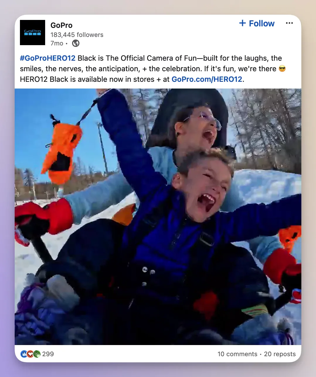 Here's a example from GoPro which incorporates UGC into a LinkedIn strategy