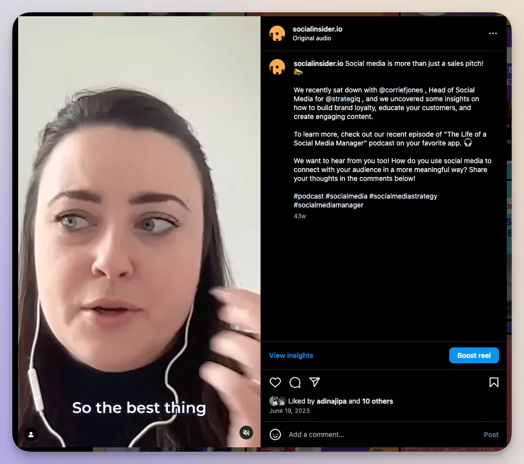Socialinsider posts examples of podcast preview