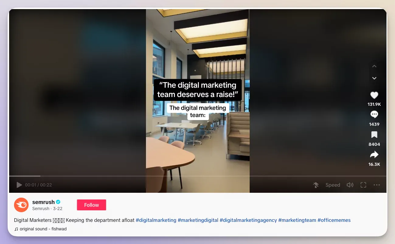 Here's what Semrush is posting on TikTok